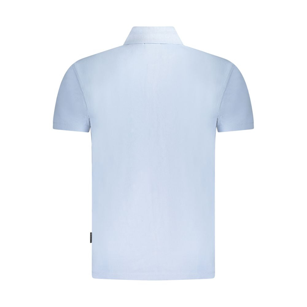 Back view of Napapijri Light Blue Cotton Men Polo Shirt