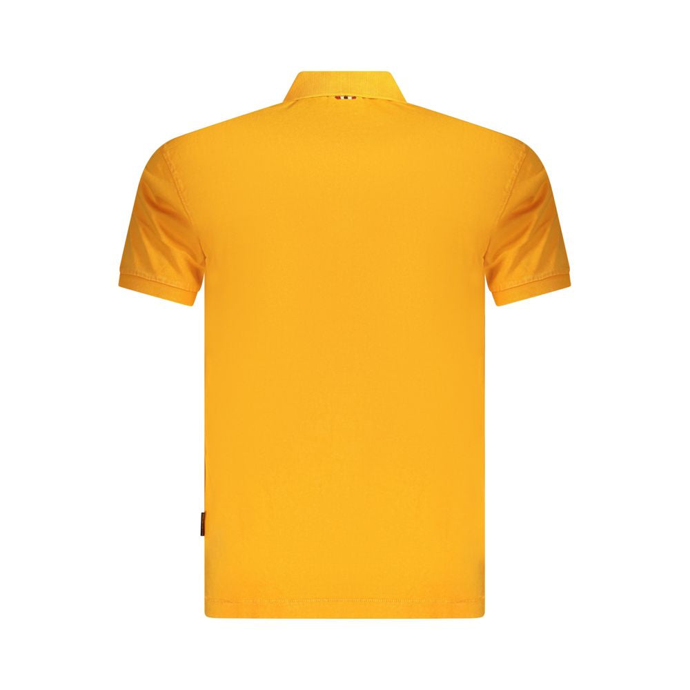 Back view of Napapijri Orange Cotton Men Polo Shirt with short sleeves.