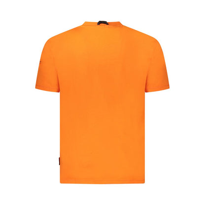 Napapijri Orange Cotton Men T-Shirt in vibrant hue, back view, crafted from 100% organic cotton for eco-friendly fashion.