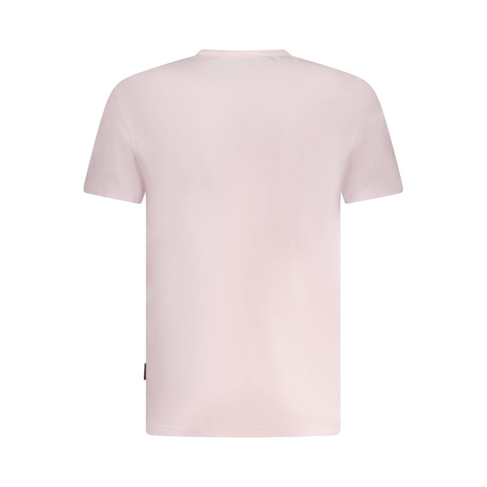 Back view of Napapijri Pink Cotton Men T-Shirt showcasing soft fabric and classic styling.