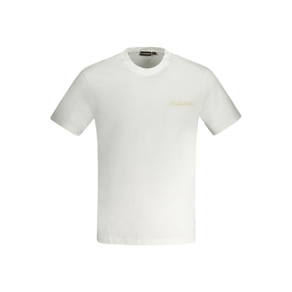 Napapijri White Cotton T-Shirt with short sleeves, relaxed fit, crew neck, pocket, contrasting details, embroidery, and logo