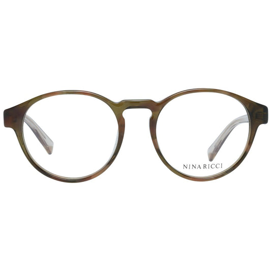 Nina Ricci Green Women Glasses Frame, round full-rim plastic frame with spring hinge and demo lenses, includes branded case.