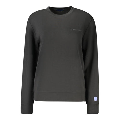 North Sails Black Polyester Women Sweater with long sleeves and crew neck, showcasing a subtle logo and unique relief print in black.