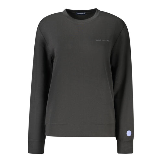 North Sails Black Polyester Women Sweater with long sleeves and crew neck, showcasing a subtle logo and unique relief print in black.