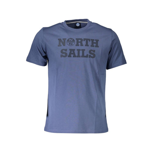 North Sails Blue Cotton Men T-Shirt with logo and crew neck design