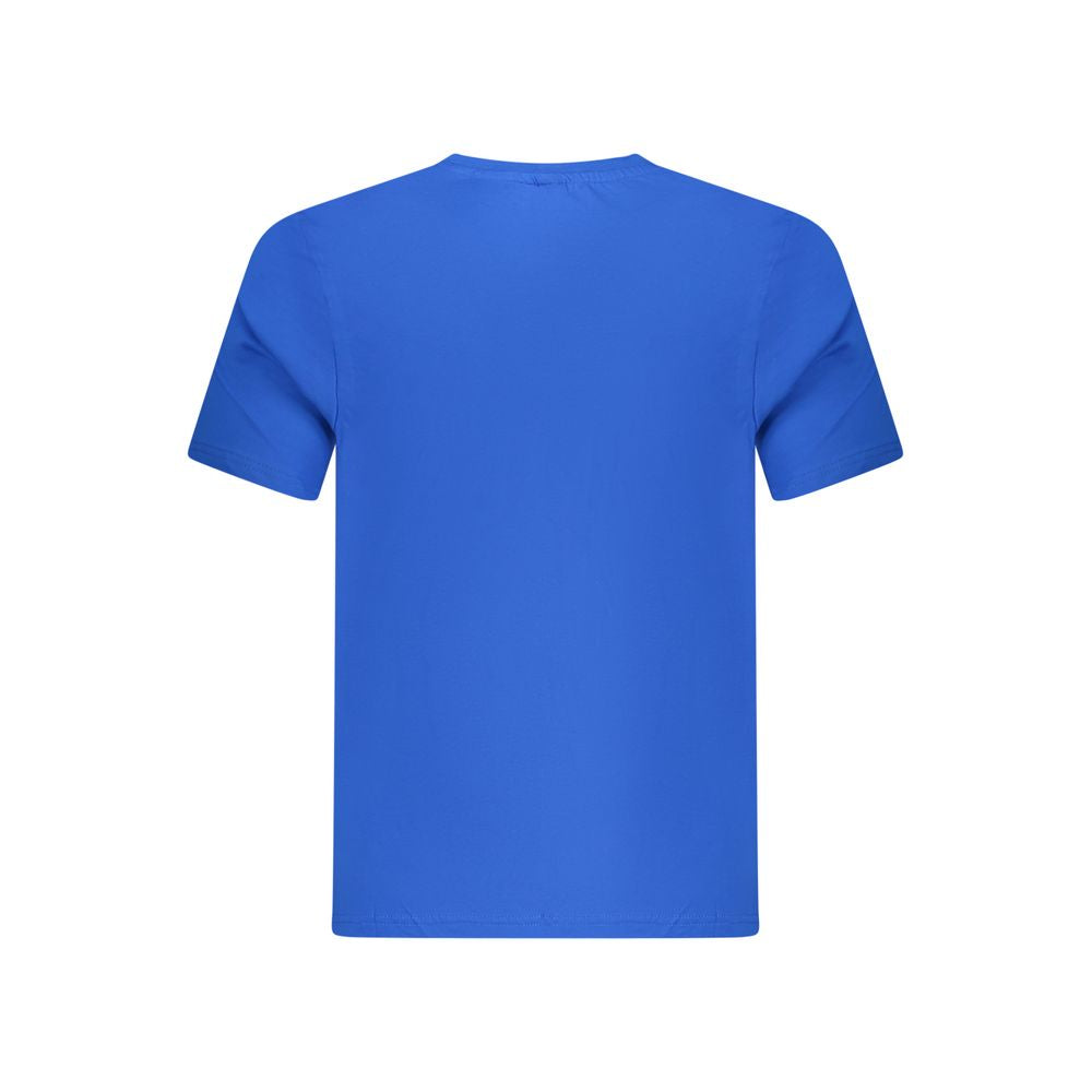North Sails Blue Cotton Men TShirt, back view, vibrant blue, crew neck, casual style.