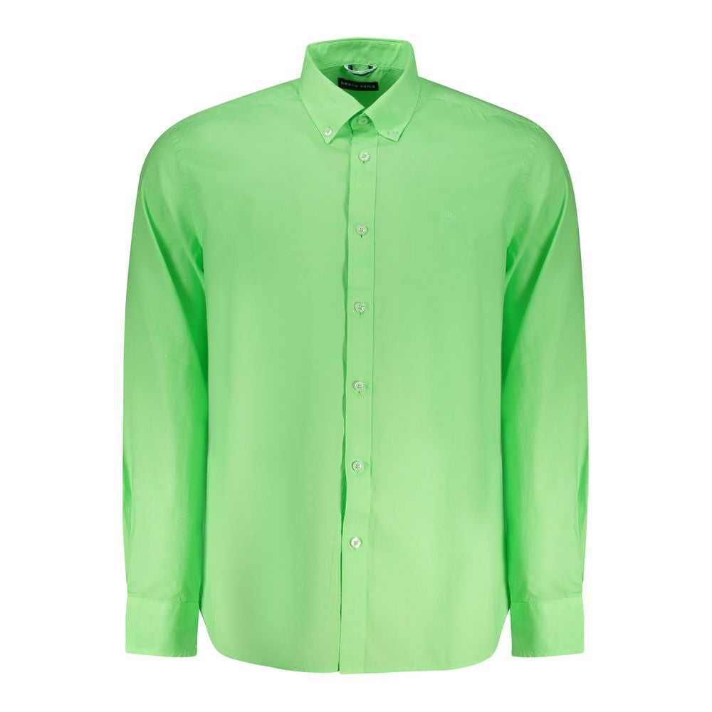 North Sails Green Cotton Men Shirt, long sleeve button-down with classic style and iconic logo embroidery.