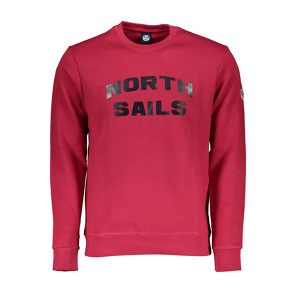 North Sails Red Cotton Men Sweater with logo and long sleeves, showcasing comfort and style in bright red color.
