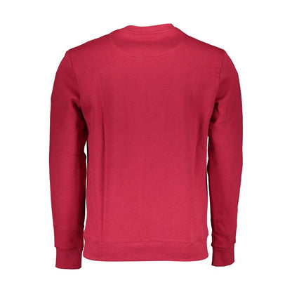 Back view of North Sails Red Cotton Men Sweater showcasing long sleeves and iconic design.