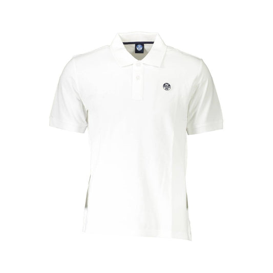 North Sails White Cotton Men Polo Shirt with embroidered logo and 2-button placket, perfect for casual elegance and comfort.