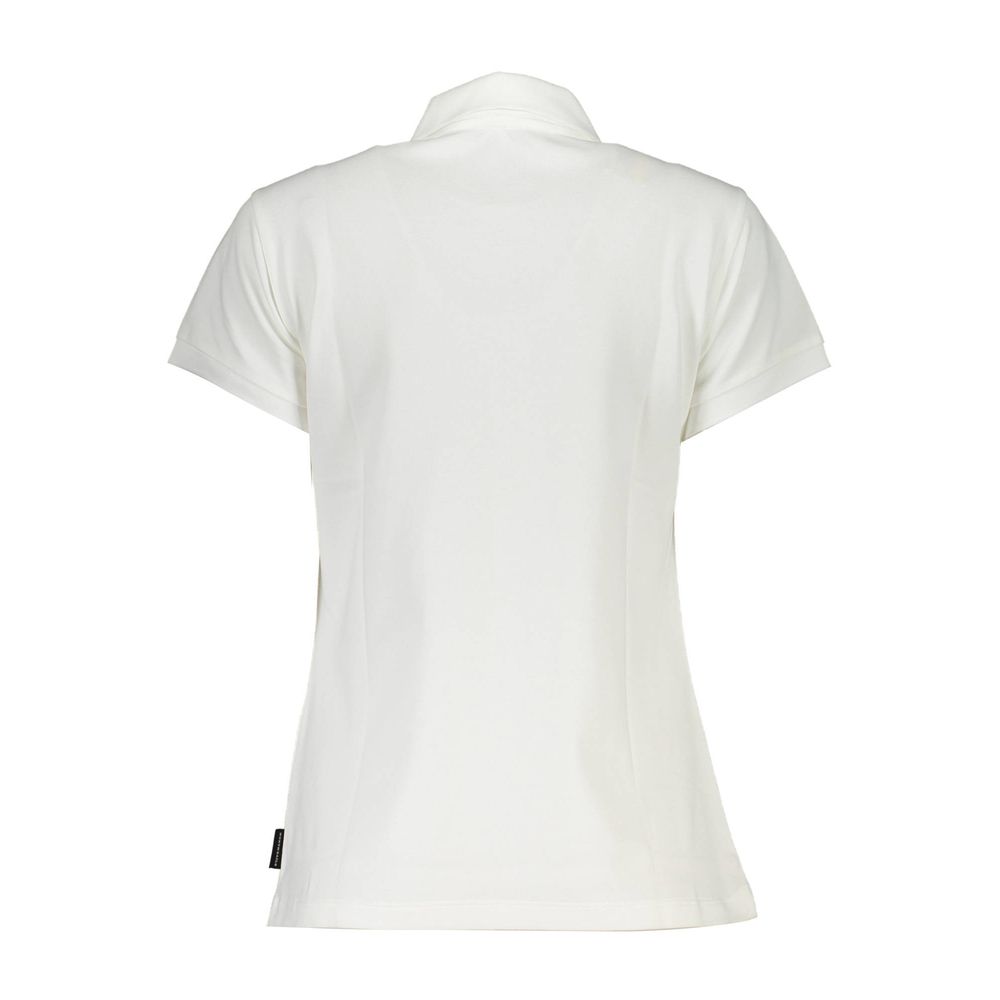 Back view of North Sails White Cotton Women Polo Shirt in organic cotton with short sleeves and brand logo detail.