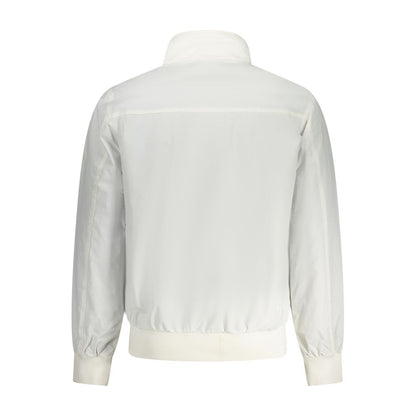 Back view of North Sails White Polyamide Men Jacket emphasizing sleek design and subtle branding.