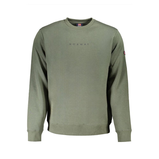 Norway 1963 Green Cotton Men Sweater with long sleeves and crew neck featuring bold print and logo, made of cotton and polyester.