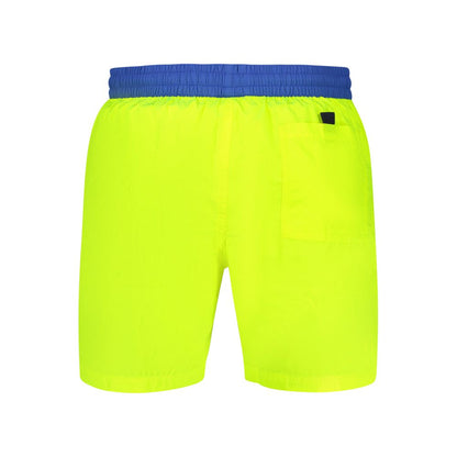 Norway 1963 Yellow Polyamide Swimwear with elastic waist and pockets, featuring contrasting details and logo print