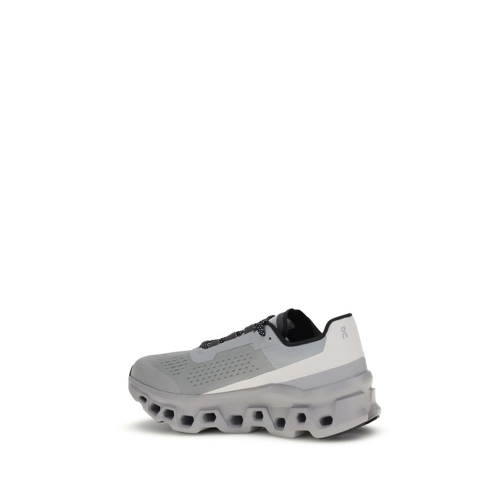 ON Gray Polyester Athletic Sneakers with reinforced sole and lace-up closure for support and style.