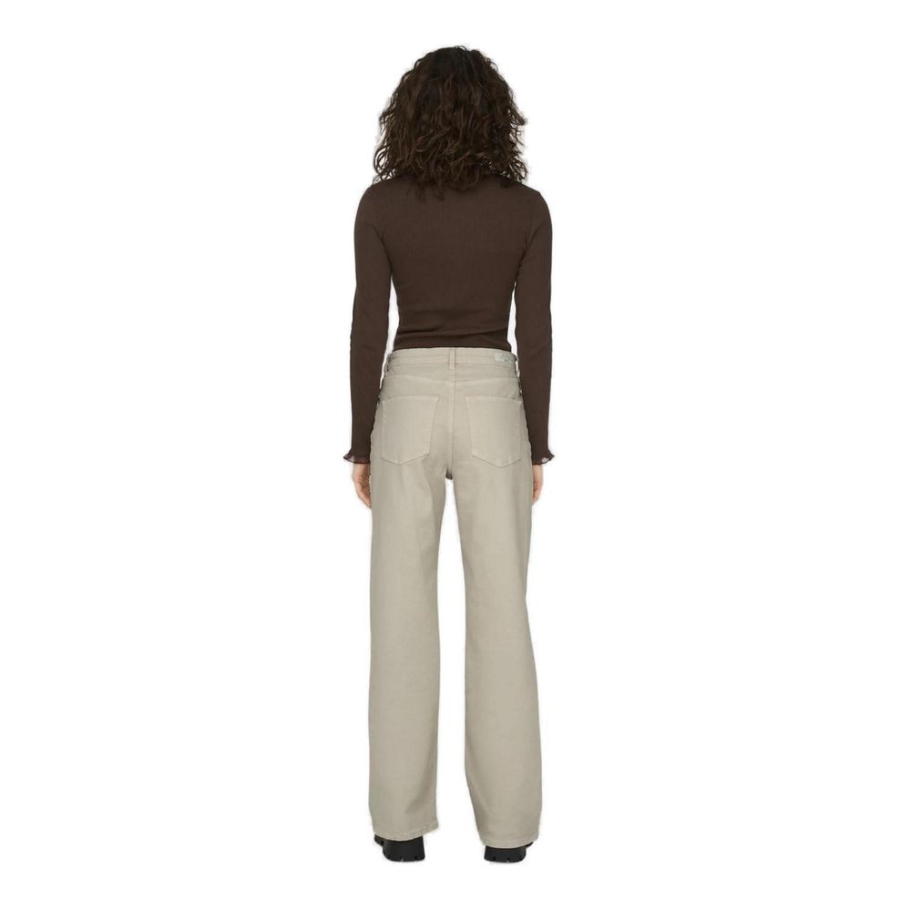 Only Beige Cotton Relaxed Fit Jeans