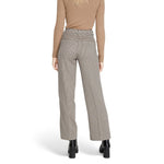 Back view of Only Beige Polyester Pant, women's fall/winter collection, checkered design, made with polyester, viscose, elastane.