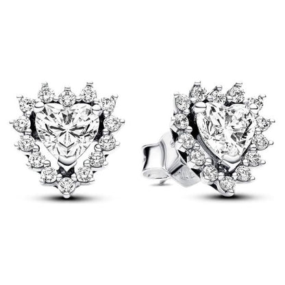 PANDORA JEWELS Mod. SPARKLING HEART HALO STUD DESIGNER FASHION JEWELLERY