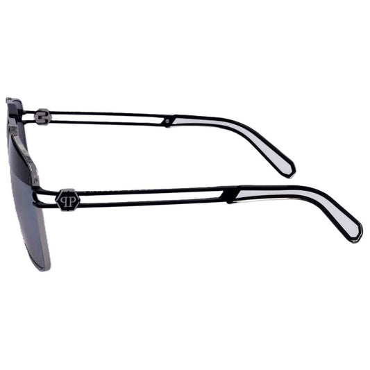 PHILIPP PLEIN SUNGLASSES Mod. SPP049M SHINY PALLADIUM SEMI MATTE BLACK SUNGLASSES & EYEWEAR