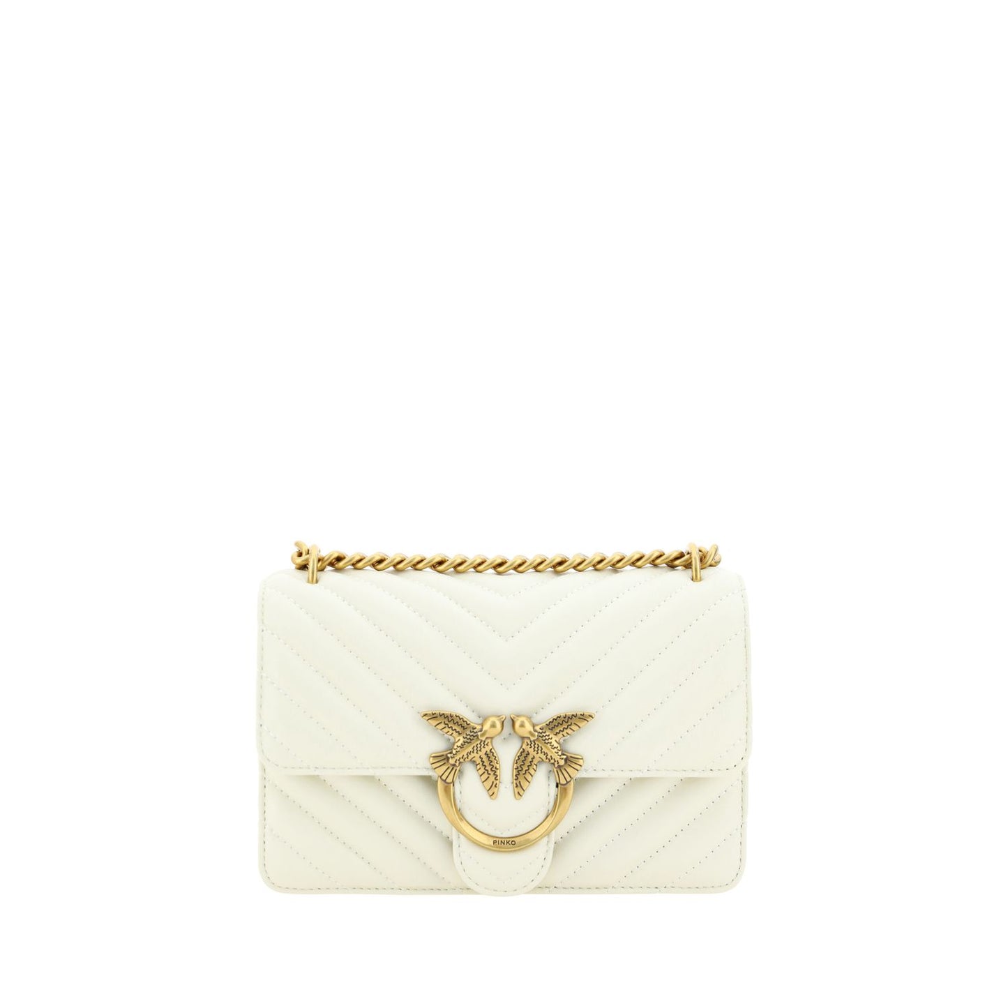 PINKO Elegant White Mini Love Shoulder Bag