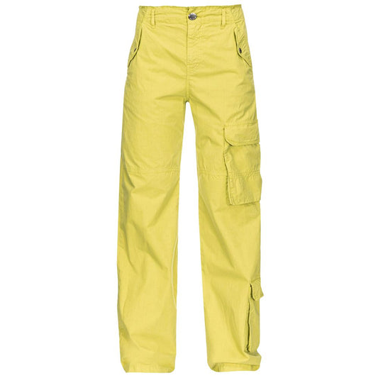 PINKO Green Cotton Women Cargo Pant with utility pockets, modern design, and regular waist for a chic, stylish look.