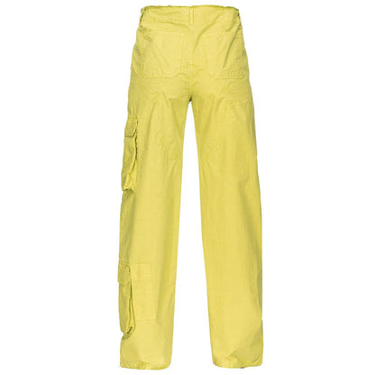 Back view of PINKO Green Cotton Women Cargo Pant with flap and bellows pockets for a modern utilitarian look.