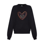 PS By Paul Smith Sweaters Black cotton sweatshirt with multicoloured heart embroidery, ribbed neckline, and relaxed fit.