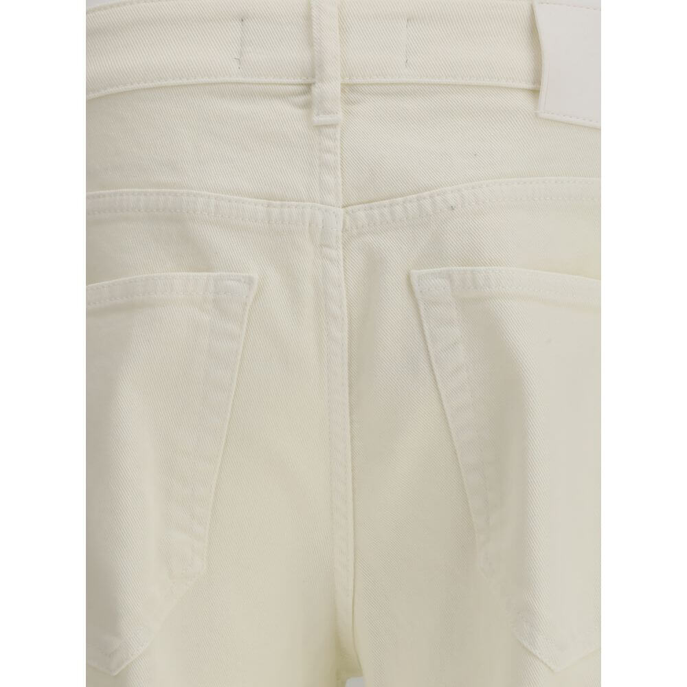 Back view of PT Torino Cream Cotton Slim Fit Jeans showcasing five-pocket style and elegant silhouette.