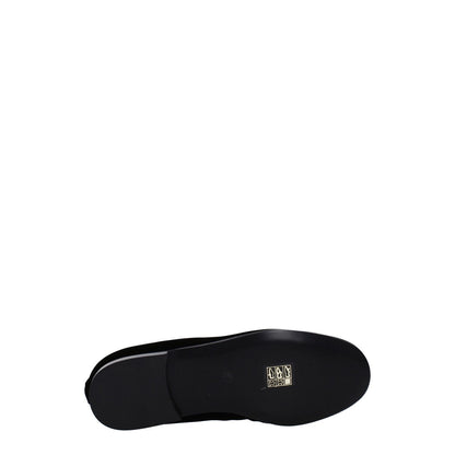 Sole view of Palm Angels Black Velvet Slip-On Loafers with front logo and leather shoe sole.