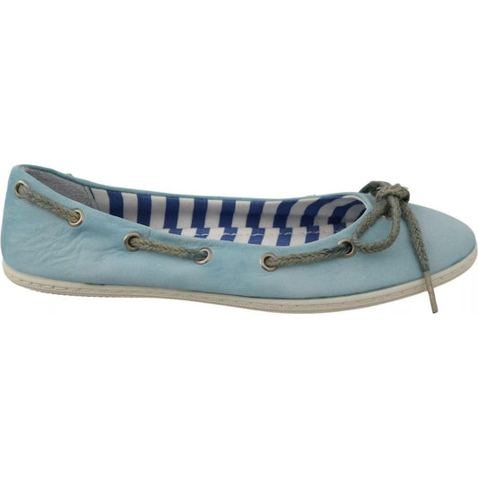 Pantofola D'Oro Sky Blue Suede Lace Bow Loafers Ballet Flat Shoes LA8396-37