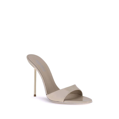 Paris Texas Beige Calf Leather Bos Taurus Stiletto Heel Sandals with open toe and sleek design for elegant evening wear.