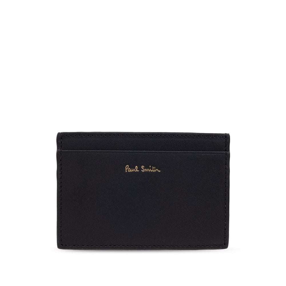 Paul Smith Signature Stripe leather card case with black card slots and logo stamp