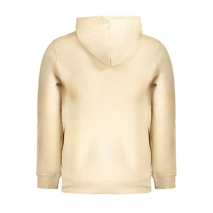 Pepe Jeans Beige Cotton Men Sweater - back view of organic cotton hoodie with logo embroidery for urban style and comfort.