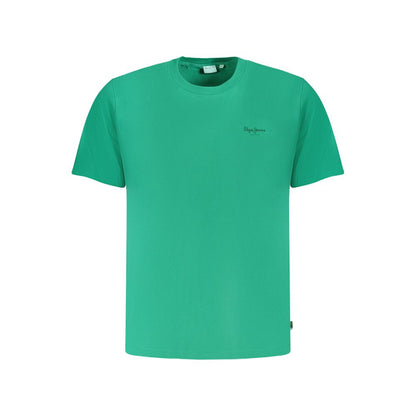 Pepe Jeans Green Cotton T-Shirt, short sleeve, crew neck, logo print, made of 100% sustainable cotton.