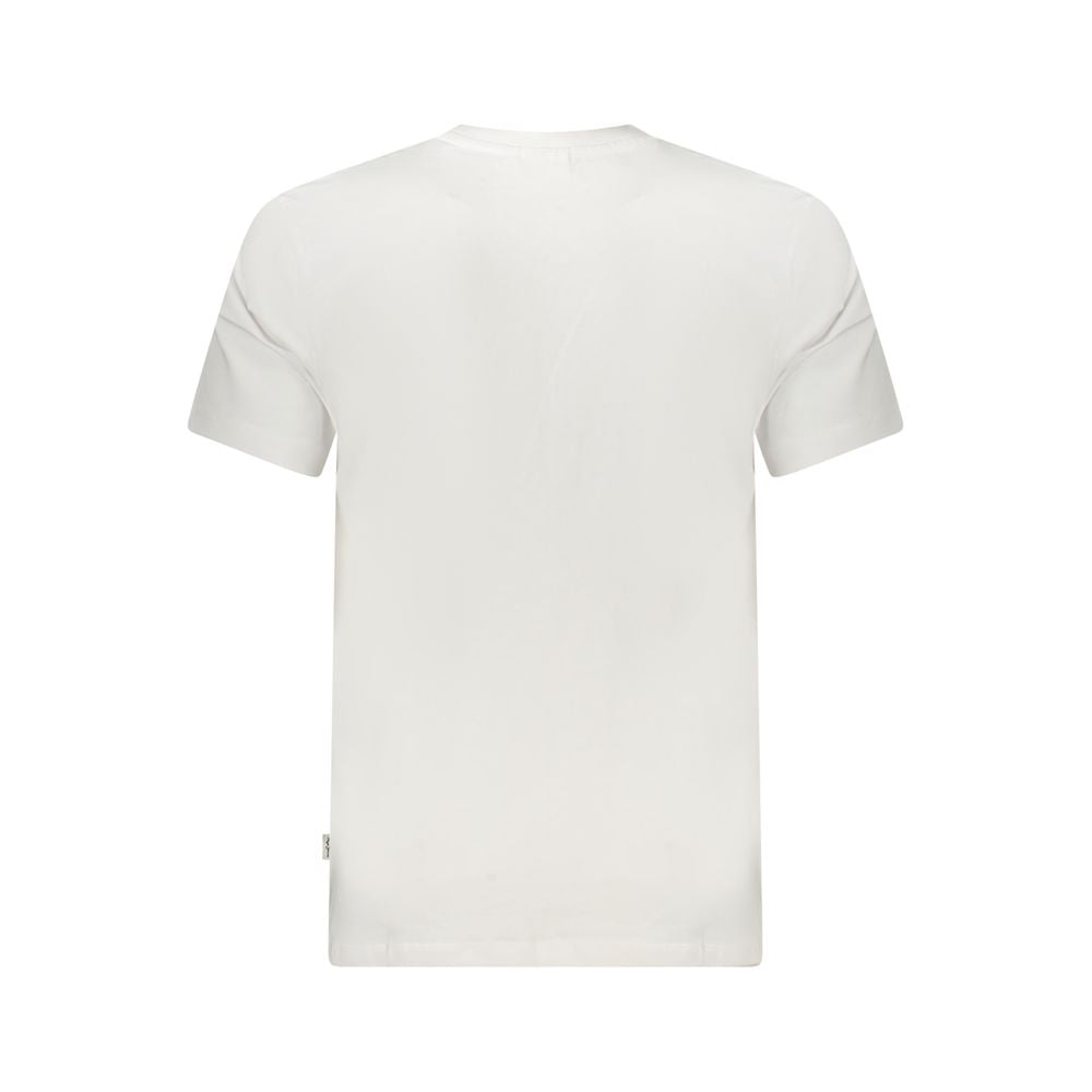 Back view of Pepe Jeans White Cotton Men T-Shirt featuring short sleeves and crew neck design, crafted from 100% sustainable cotton.