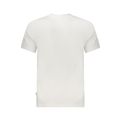 Back view of Pepe Jeans White Cotton Men T-Shirt featuring short sleeves and crew neck design, crafted from 100% sustainable cotton.