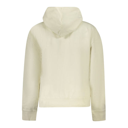 Back view of Pepe Jeans White Cotton Women Hoodie showcasing casual and chic design.