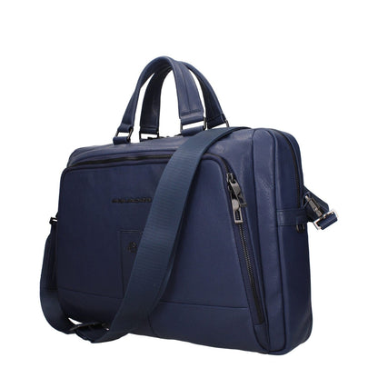 Piquadro Blue Leather Business And Laptop Bag