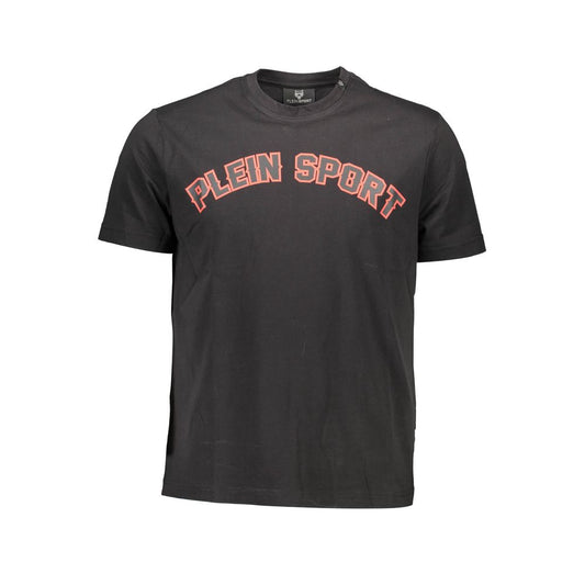 Plein Sport Black Cotton Men T-Shirt with logo and contrasting details