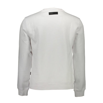 Back view of Plein Sport White Cotton Men Sweater, showcasing its sleek design and comfort.