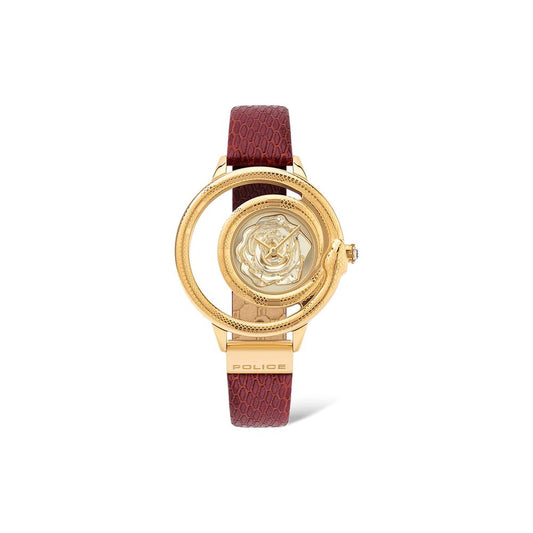 Police Red Leather Dress Watch