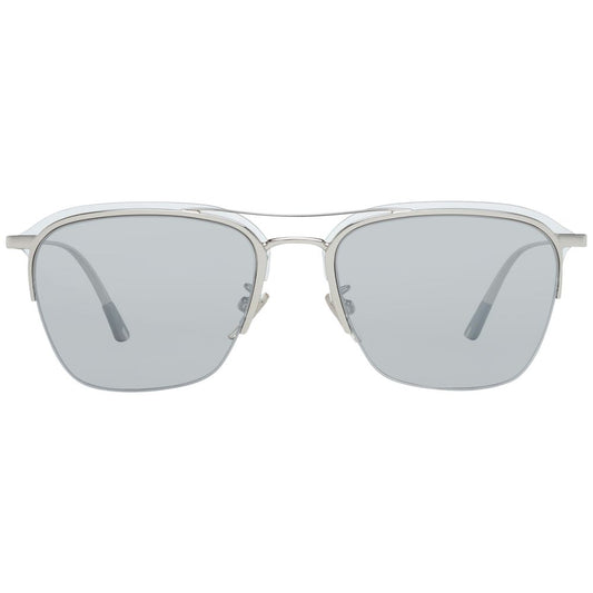 Police Silver Men Sunglass with mirrored square lenses, metal & plastic silver frame, 100% UVA & UVB protection, size 54-18-145.