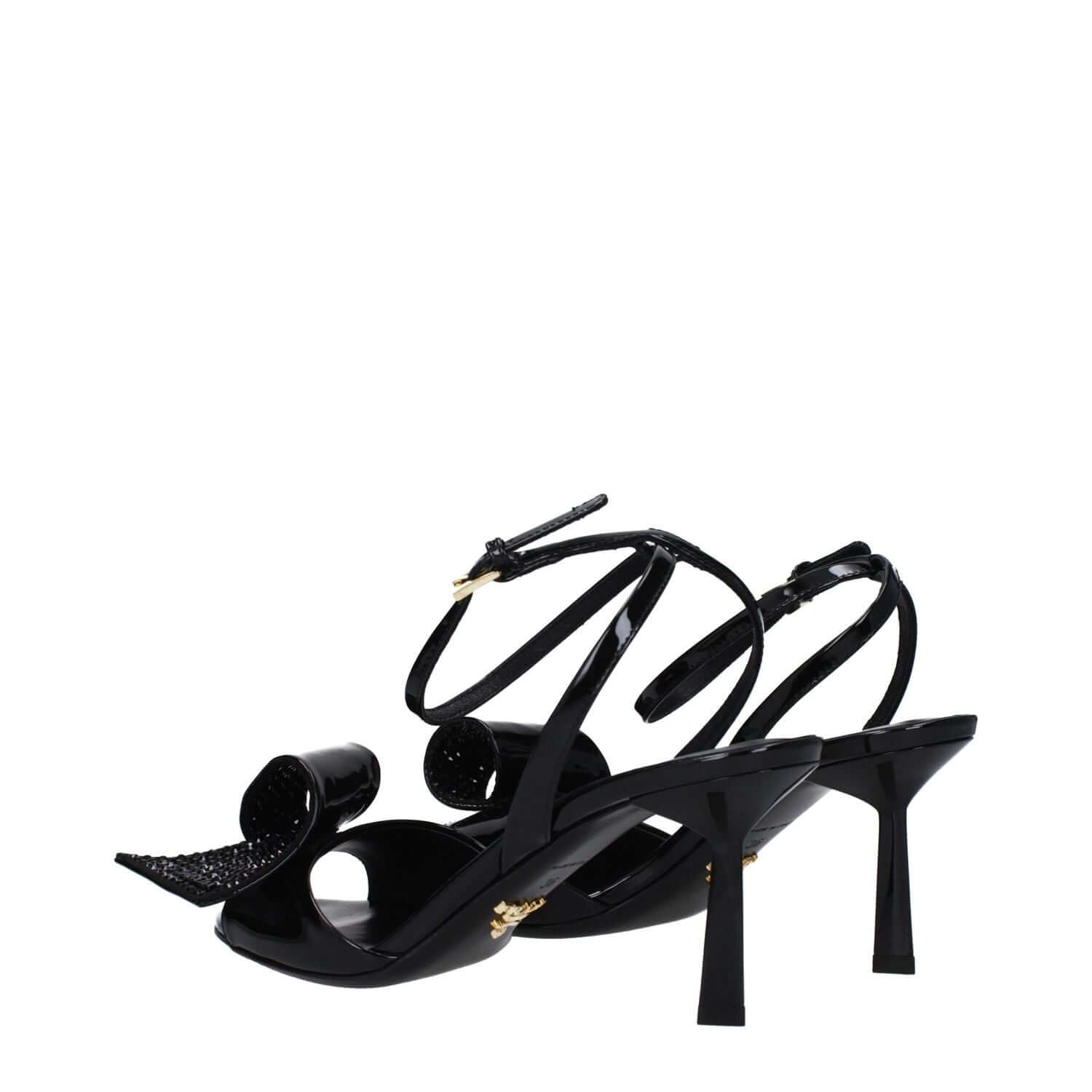 Prada Black Leather Stiletto Heel Sandals