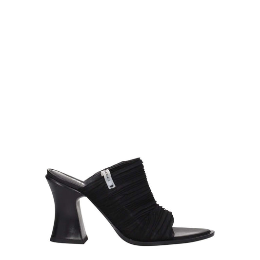 Premiata Black Fabric Platform Sandals with side logo, open toe, and high heel, MPN TESSUTOPREZIOSOM6440, casual style.