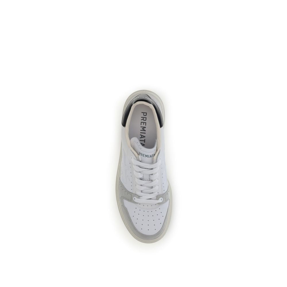 Premiata White Calf Leather Bos Taurus Low Top Sneakers