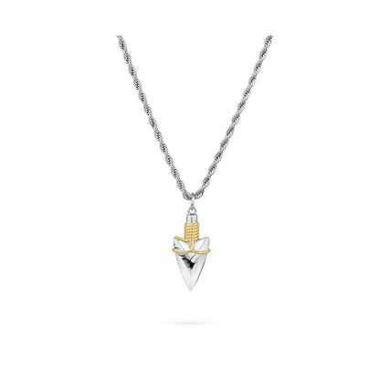 RADIANT JEWELS JEWELRY Mod. RH000204 necklace with silver and gold arrowhead pendant on white background
