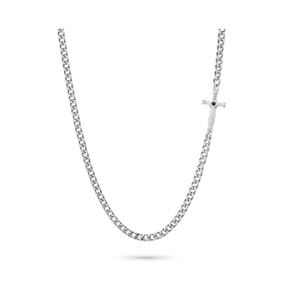 Silver chain necklace with cross pendant from RADIANT JEWELS JEWELRY Mod. RH000329, displayed on a white background.