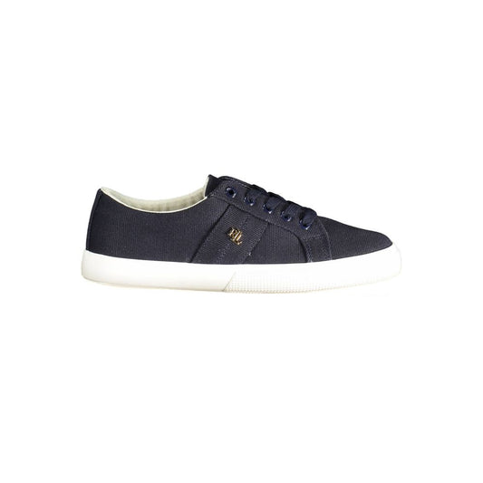 Ralph Lauren Blue Cotton Women Sneaker with logo on side, elegant and comfortable design, perfect for modern trendsetters.