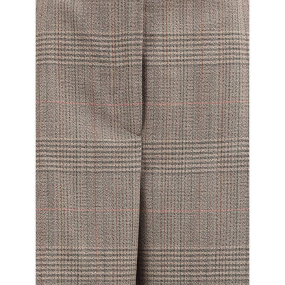Close-up of Rohe Beige Fleece Wool Casual Pants fabric showcasing Prince of Wales pattern, elegant and comfortable for autumn winter 2025 collection.