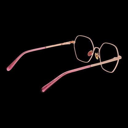 SCOTCH & SODA MOD. SS1025 53401 lady's eyewear with pink and gold frame viewed from the side on black background.